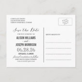 Gipskraut Rustikale String-Lichter Save the Date Ankündigungspostkarte (Rückseite)