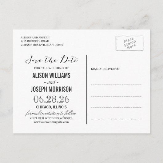 Gipskraut Rustikale String-Lichter Save the Date Ankündigungspostkarte (Rückseite)