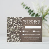 Gipskraut Rustikales Stallholz Hochzeitskarten RSV RSVP Karte (Stehend Vorderseite)