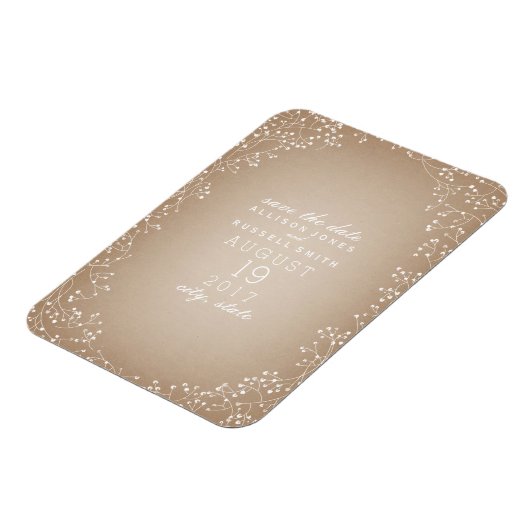 Gipskraut Save the Date Inspiriert Magnet (Linke Seite)