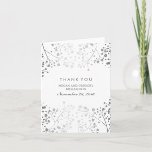 Gipskraut Silver and White Wedding Vielen Dank Dankeskarte