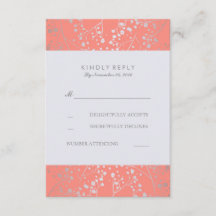 Gipskraut Silver Coral Wedding RSVP Cards