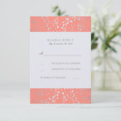 Gipskraut Silver Coral Wedding RSVP Cards Karte (Stehend Vorderseite)