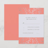 Gipskraut Silver Coral Wedding RSVP Cards Karte (Vorne/Hinten)