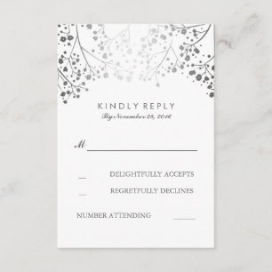 Gipskraut Silver Floral Wedding RSVP Cards