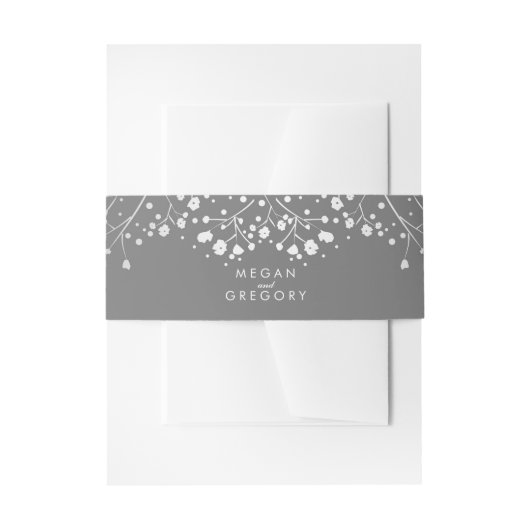 Gipskraut Silver Gray Wedding Einladungsbanderole (Vorderseite Beispiel)