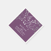 Gipskraut Silver und Amethyst Wedding Serviette (Ecke)