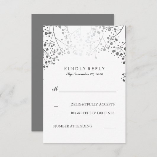 Gipskraut Silver Wedding RSVP Cards (Vorne/Hinten)