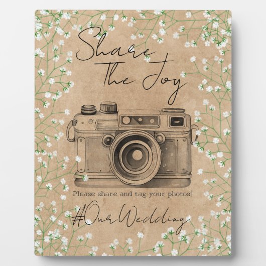 Gipskraut Social Media Share Foto Add Hashtag Fotoplatte (Vorderseite)