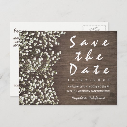 Gipskraut Stall Holz speichern Datum Karten (Vorne/Hinten)