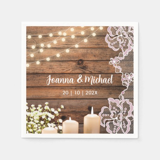 Gipskraut- & Streichellichter Rustikale Holzverhei Serviette (Vorderseite)