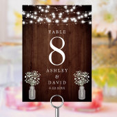 Gipskraut String Lights Elegante Hochzeit Tischnummer