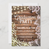 Gipskraut String Lights & Lace Abschluss Einladung (Vorderseite)