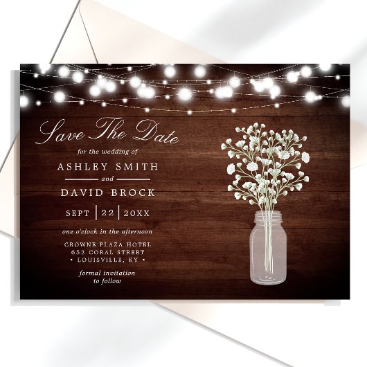 Gipskraut String Lights Rustikal Save the Date