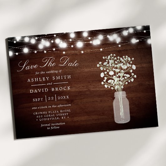 Gipskraut String Lights Rustikal Save the Date