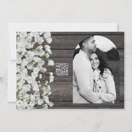 Gipskraut über Rustikale Holzlandschaften Einladung (Rückseite)