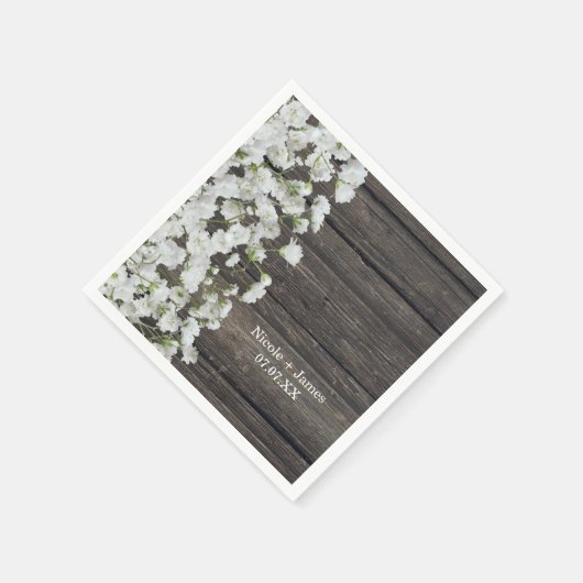 Gipskraut über Rustikale Holzlandschaften Serviette (Ecke)