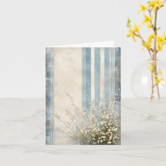 Gipskraut über verblichene blaue Streifen Danke Karte (Gelbe Blume)