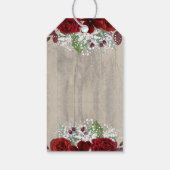 Gipskraut und Burgund Blume Rustikale Hochzeit Geschenkanhänger (Rückseite)