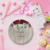 Gipskraut und Burgund Blume Rustikale Hochzeit Pappteller (Party)