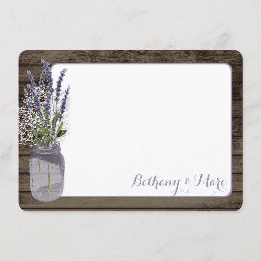 Gipskraut und Lavender Jar Vielen Dank Mitteilungskarte (Vorderseite)