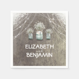 Gipskraut und Mason Jar Barn Wedding Serviette