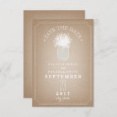 Gipskraut- und Mason-JAR-Kartenbestand Inspiriert Save The Date (Vorne/Hinten)