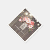 Gipskraut und Rosa Blumenmason Jar Rustikal Serviette (Ecke)