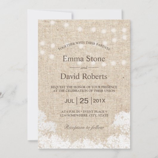 Gipskraut- und Strandlicht Rustikale Hochzeit Einladung (Vorderseite)