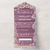 Gipskraut- und String-Lights Holz Lila All In One Einladung (Innen Boden)