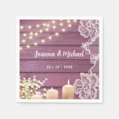 Gipskraut- und String-Lights Rustikale rosa Hochze Serviette (Vorderseite)