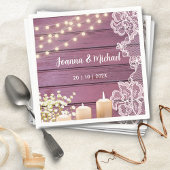 Gipskraut- und String-Lights Rustikale rosa Hochze Serviette