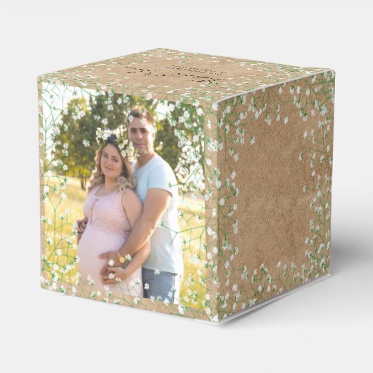 Gipskraut Watercolor Blume Boho Kinderdusche Geschenkschachtel (Rückseite)