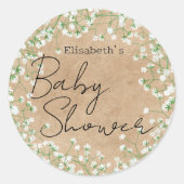 Gipskraut Watercolor Blume Boho Kinderdusche Runder Aufkleber (Vorderseite)