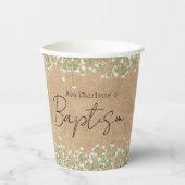 Gipskraut Watercolor Niedlich Floral Boho Taufe Pappbecher (Vorderseite)