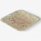 Gipskraut Watercolor Niedlich Floral Boho Taufe Pappteller (Gewinkelt)