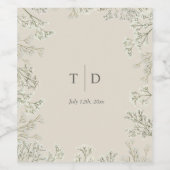 Gipskraut Wedding Monogram Weinetikett (Einzelnes Label)