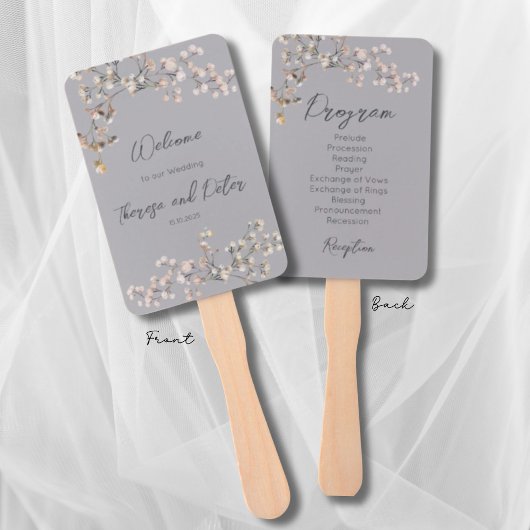 Gipskraut Wedding Program Fan Fächer