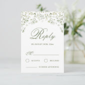 Gipskraut Wedding RSVP Card Karte (Stehend Vorderseite)