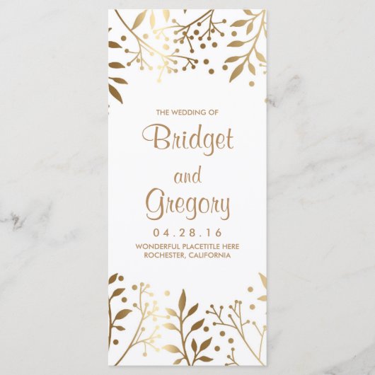Gipskraut White and Gold Hochzeitsprogramme Programm (Vorderseite)