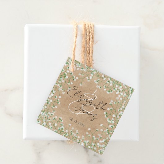 Gipskraut White Blume Rustic Boho Wedding Geschenkanhänger (Beispiel)