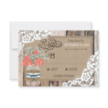Gipskraut Wood Lace Rustic RSVP Card
