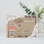 Gipskraut Wood Lace Rustic RSVP Card (Stehend Vorderseite)