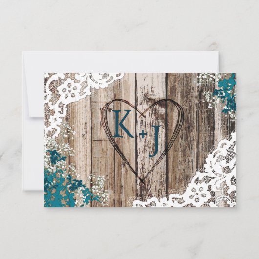 Gipskraut Wood Lace Rustic RSVP Card (Rückseite)