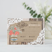 Gipskraut Wood Lace Rustic RSVP Card Karte (Stehend Vorderseite)