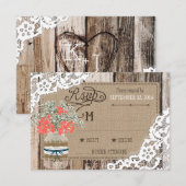 Gipskraut Wood Lace Rustic RSVP Card Karte (Vorne/Hinten)
