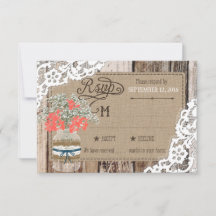 Gipskraut Wood Lace Rustic RSVP Card
