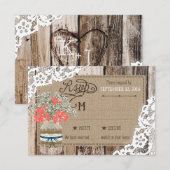 Gipskraut Wood Lace Rustic RSVP Card Karte (Vorne/Hinten)