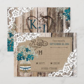 Gipskraut Wood Lace Rustic RSVP Card Karte (Vorne/Hinten)