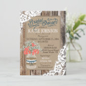 Gipskraut Wood Lace Rustikales Brautparty Einladung (Stehend Vorderseite)